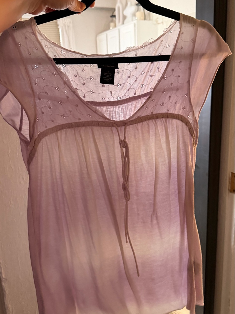 Source Unknown Lavender Embroidered Cap-Sleeve Camisole